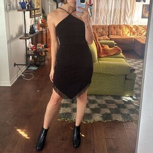 Black sparkly vintage Cache dress